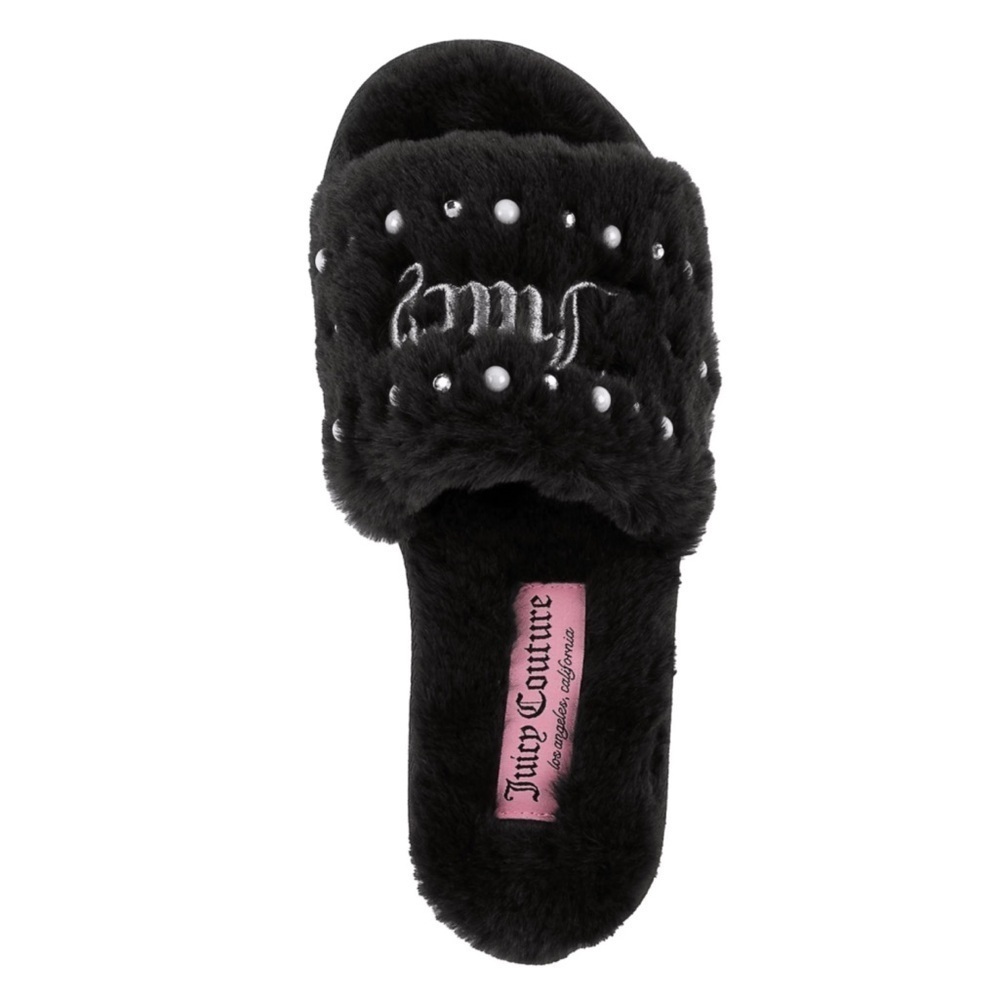 Juicy Couture Slip-On Open Toe Black Slippers Women Size 9